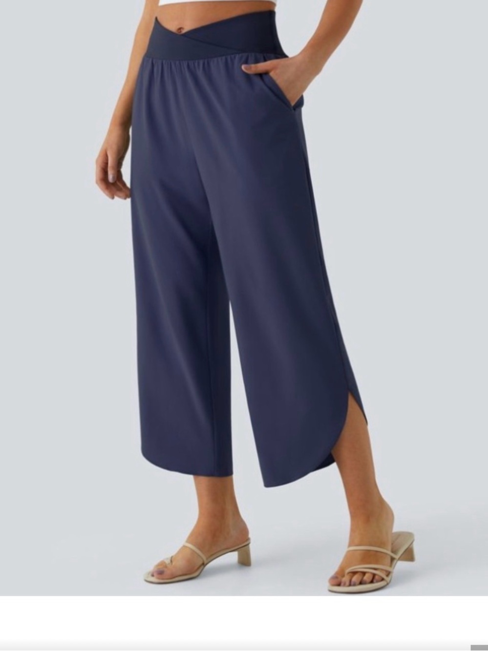 HALARA Navy Cropped Pull-On Pants